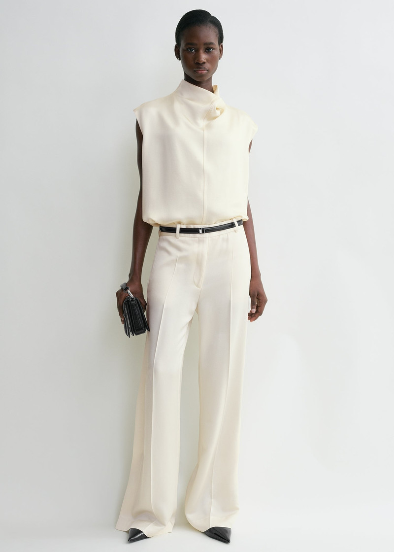 Totême Sleeveless funnel-neck top macadamia outlook