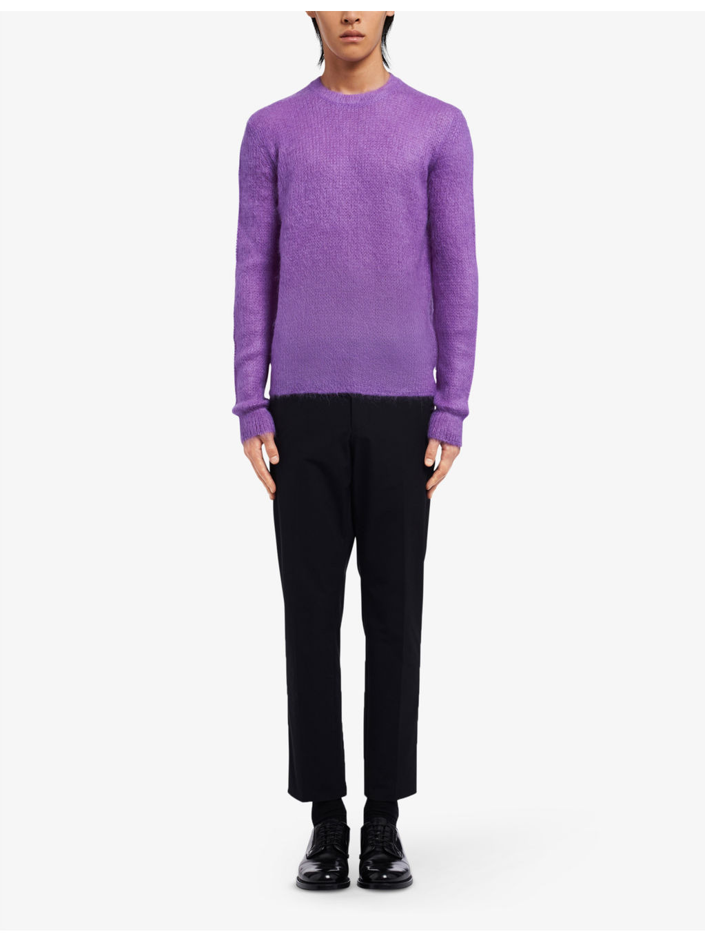 Brand-badge crewneck mohair-blend sweatshirt - 2