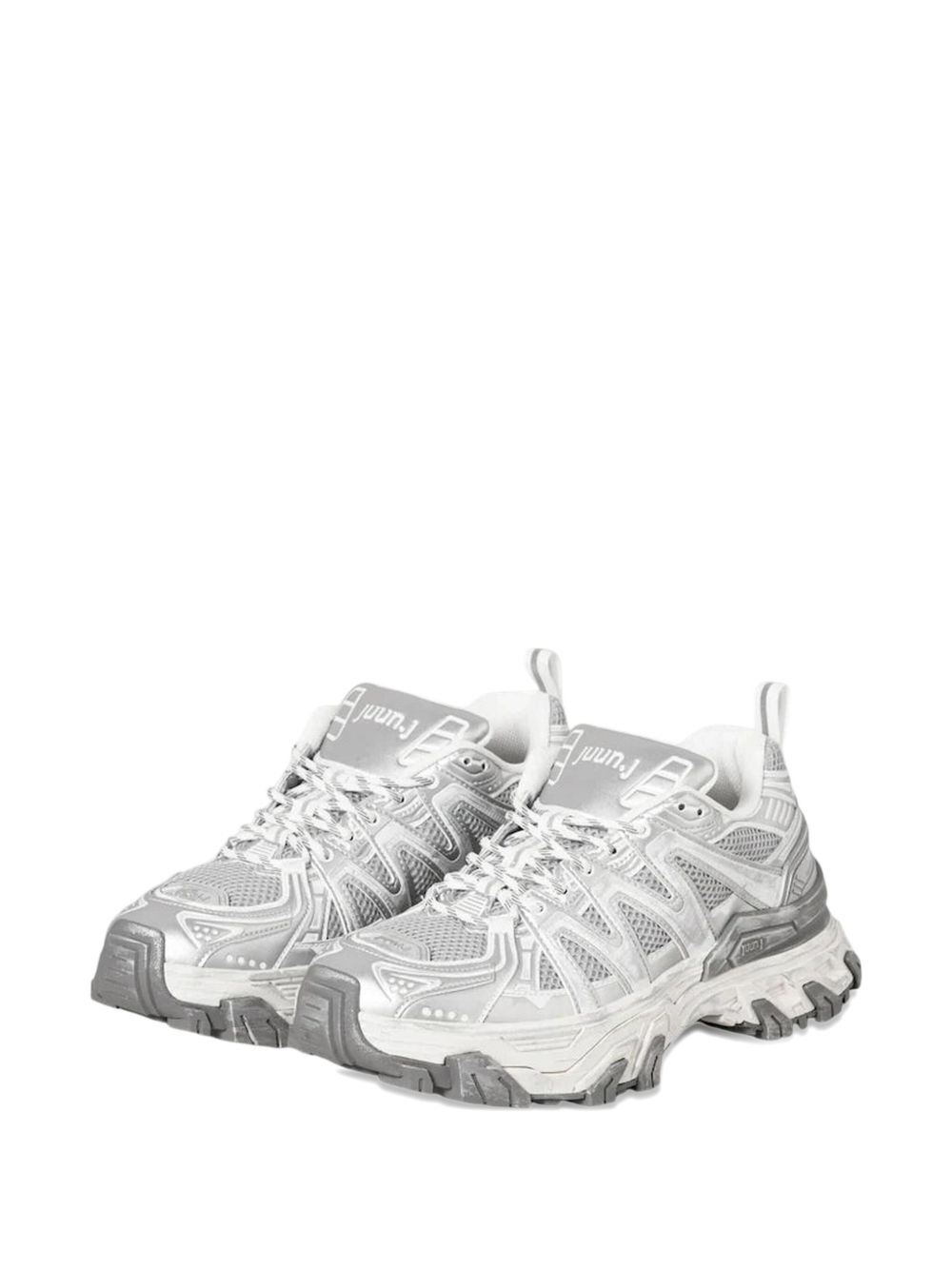 panelled lace-up sneakers - 2