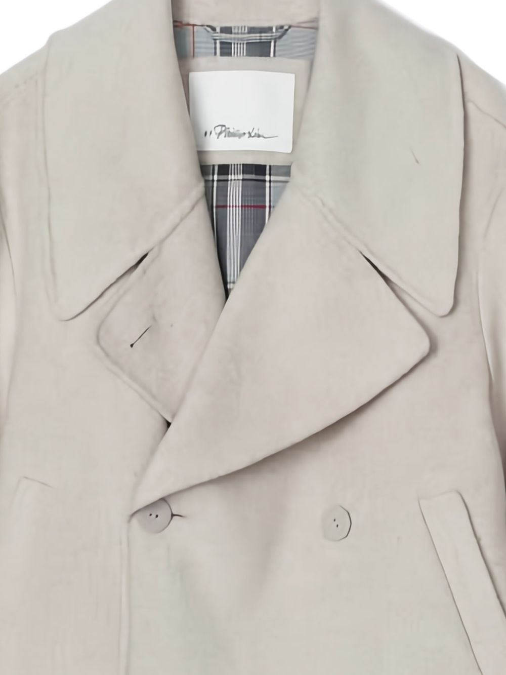double-breasted plaid-cuff jacket - 2