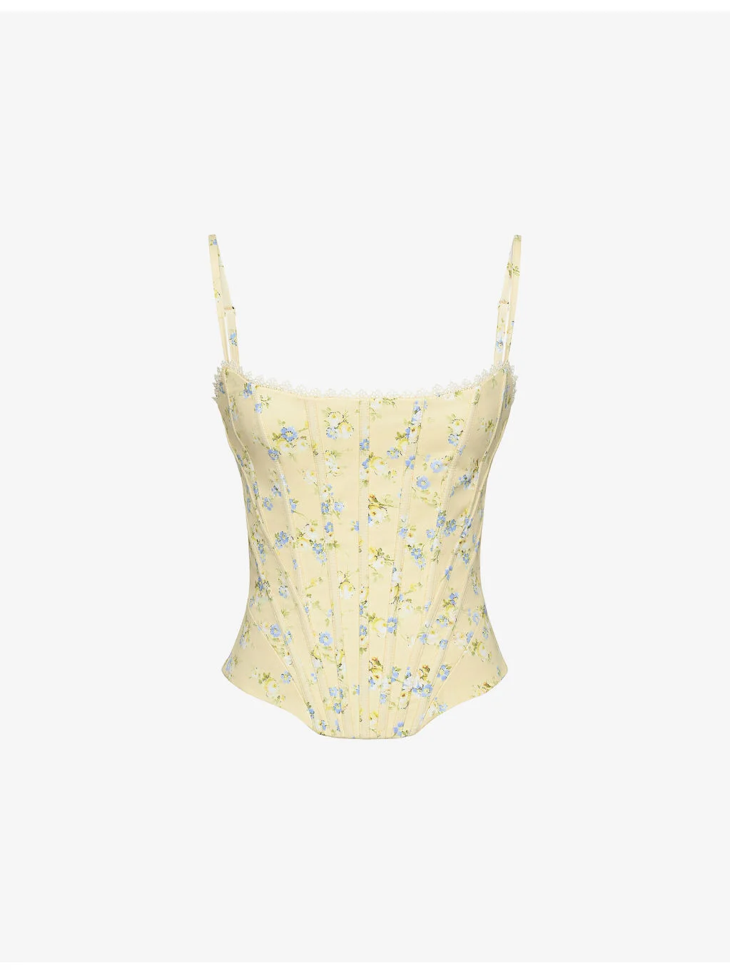 Cadie Floral-Print Cotton Corset Top - 1