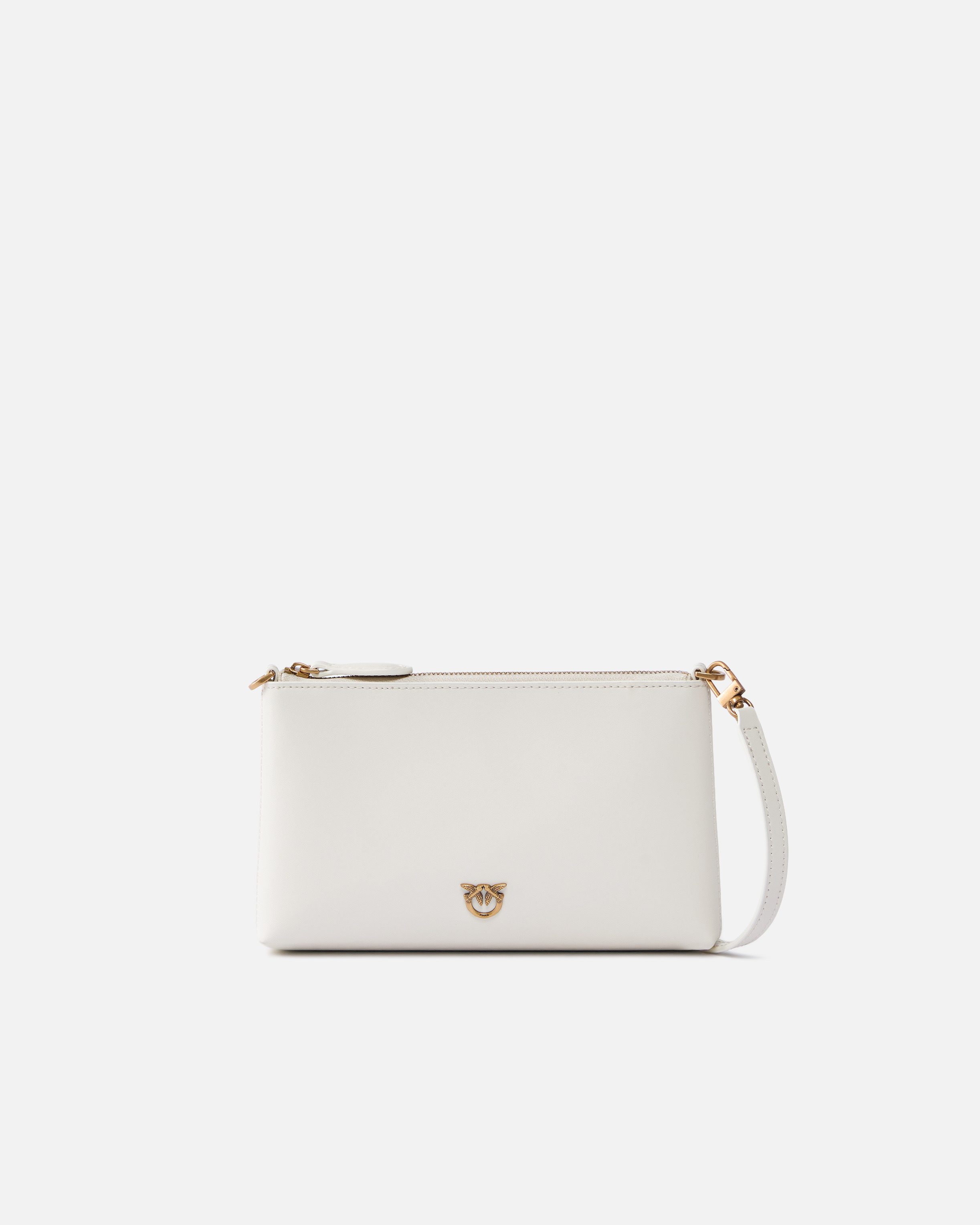 FLAT LEATHER CLUTCH WITH LOVE BIRDS LOGO - 1