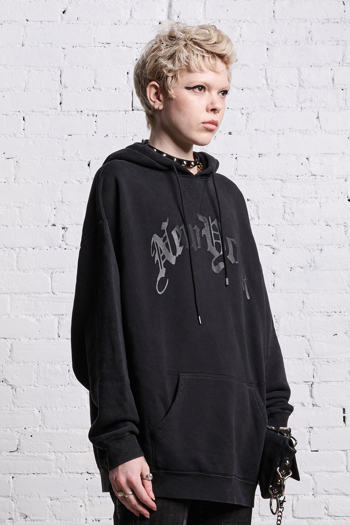 R13 NEW YORK HOODIE - ACID BLACK