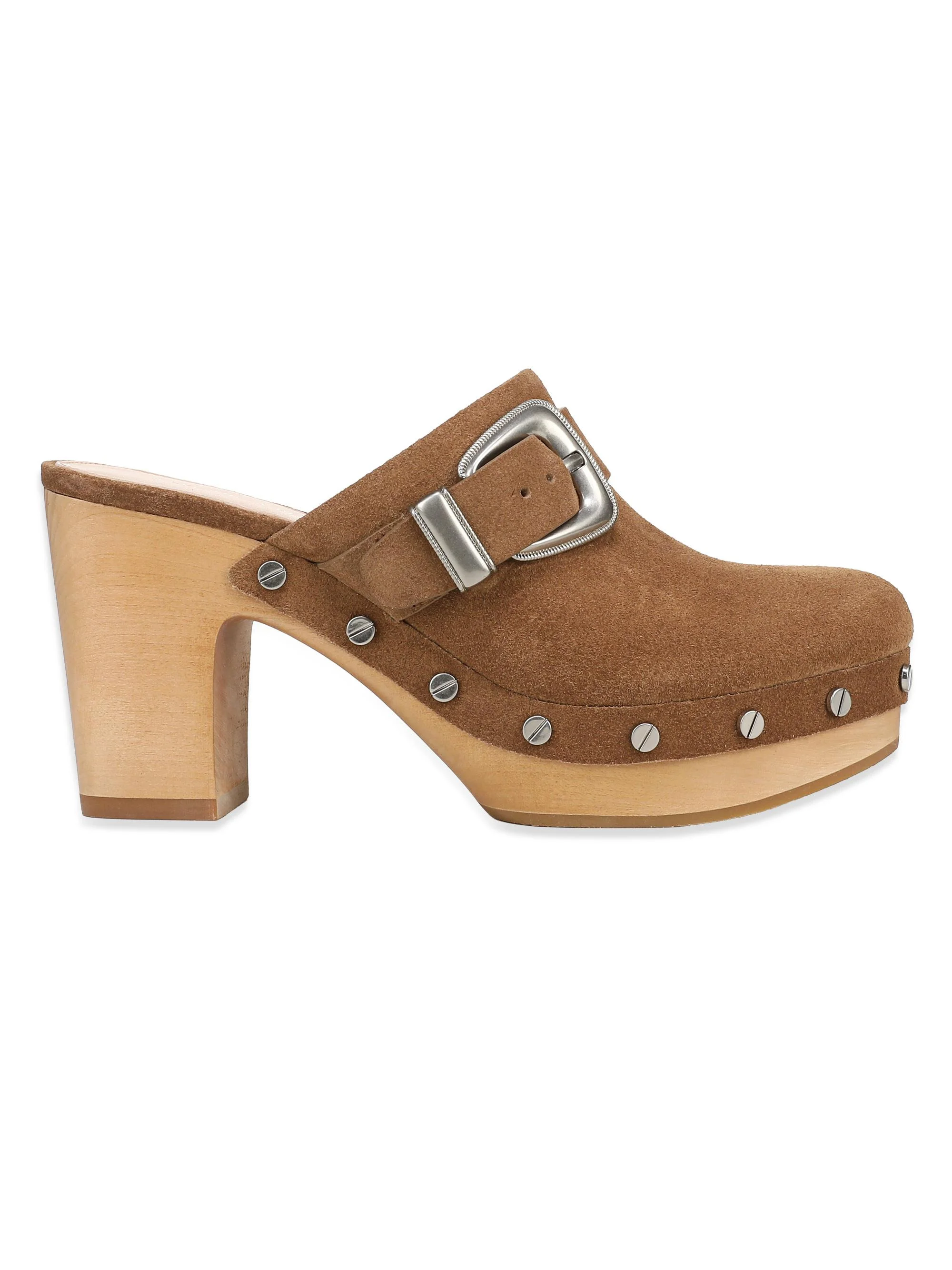Women's Larken 85MM Suede Clogs - Chestnut - 1