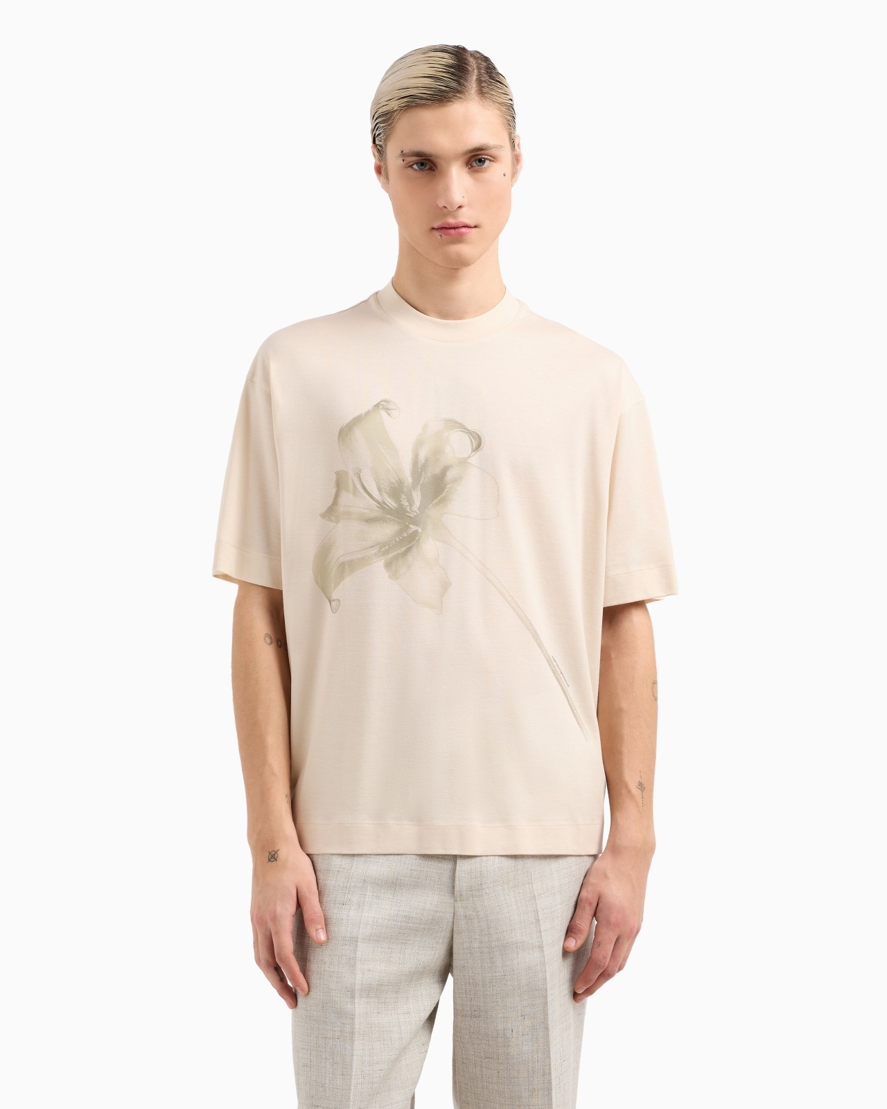 ASV LYOCELL BLEND JERSEY OVERSIZED T-SHIRT WITH LILY PRINT - 4