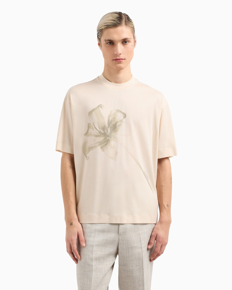 EMPORIO ARMANI ASV LYOCELL BLEND JERSEY OVERSIZED T-SHIRT WITH LILY PRINT outlook