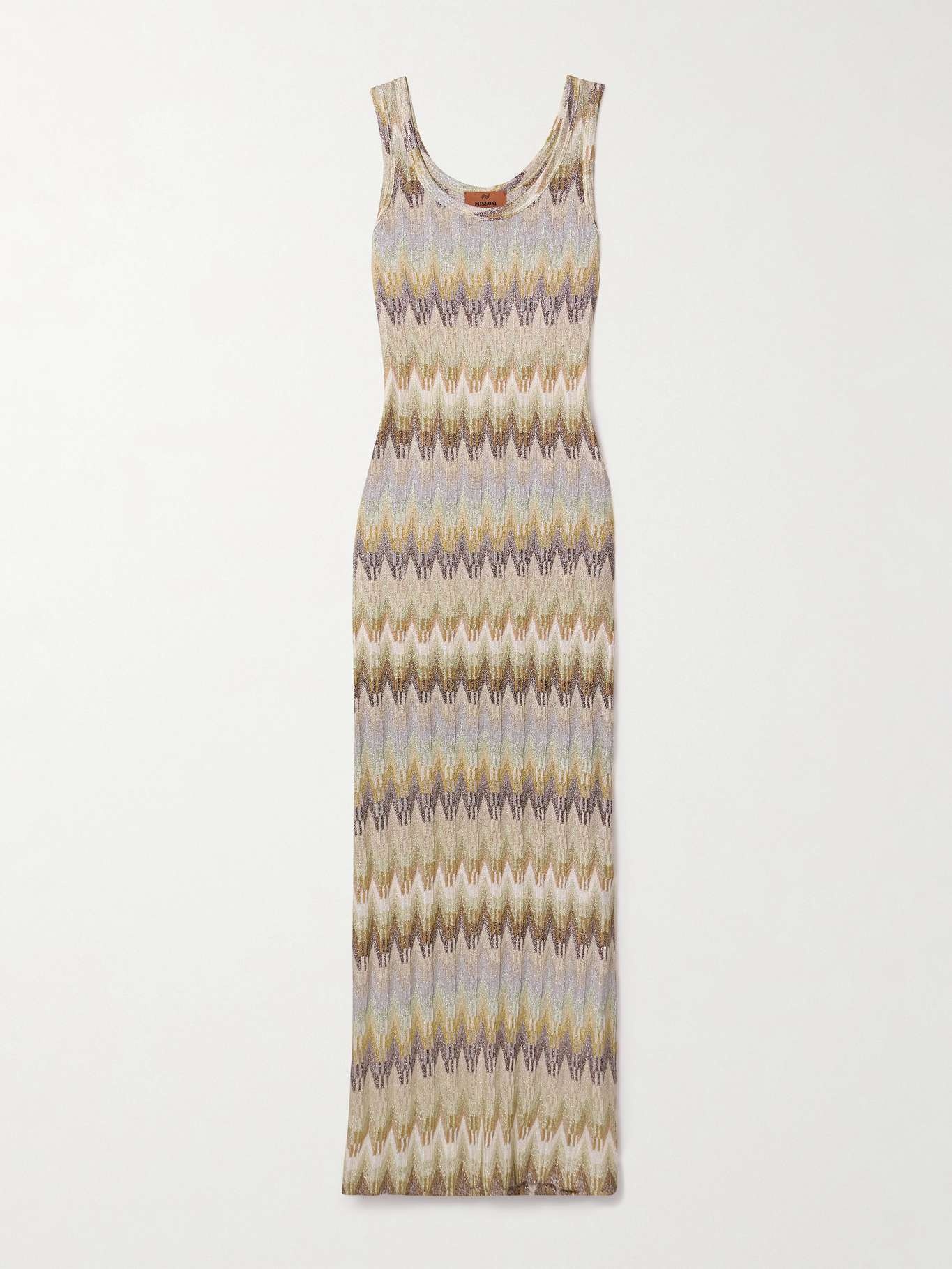 Metallic striped crochet-knit maxi dress - 1