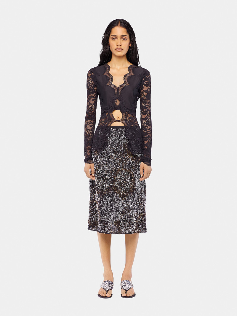 rabanne CREPE SKIRT WITH PEARL EMBROIDERY outlook