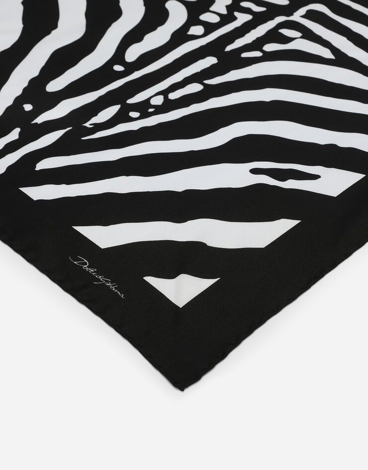 Zebra-print twill scarf (50 x 50) - 2