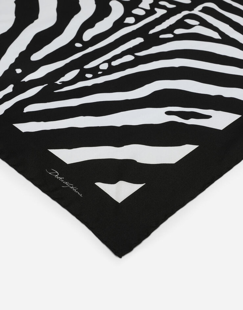 Zebra-print twill scarf (50 x 50) 3