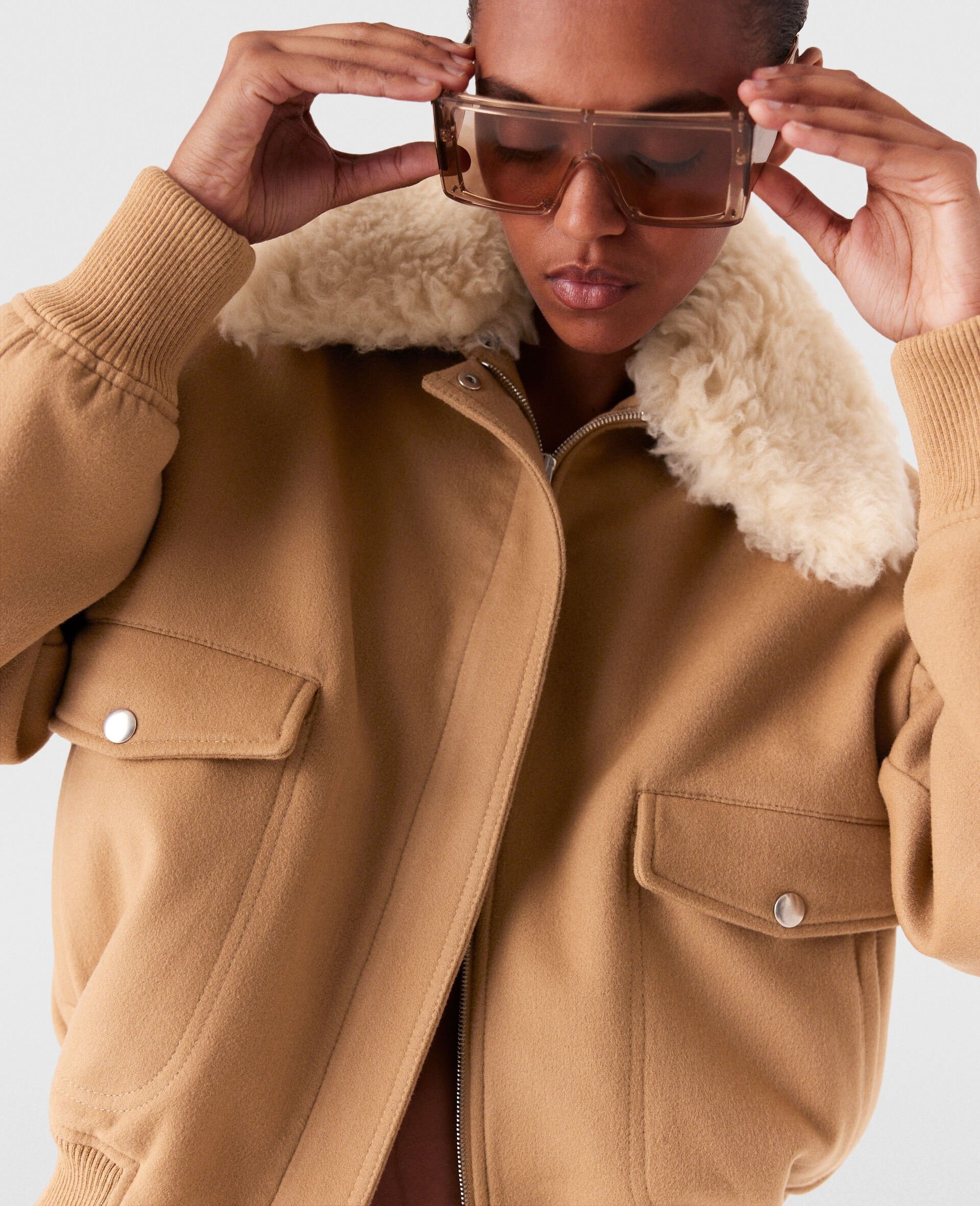 Plush Teddy Bomber Jacket - 6
