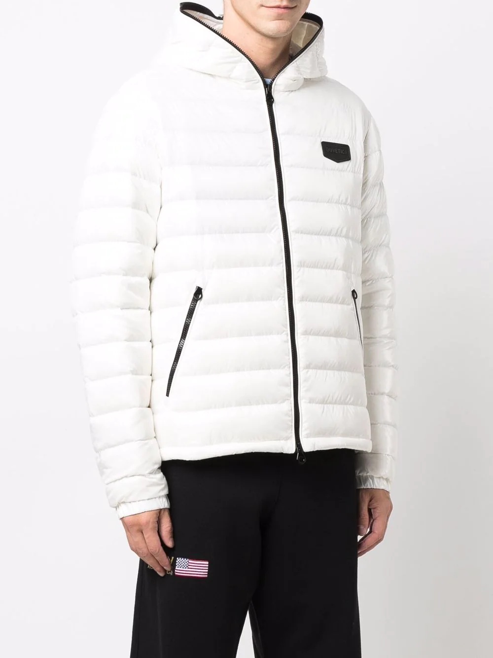 logo-patch feather-down puffer jacket - 3