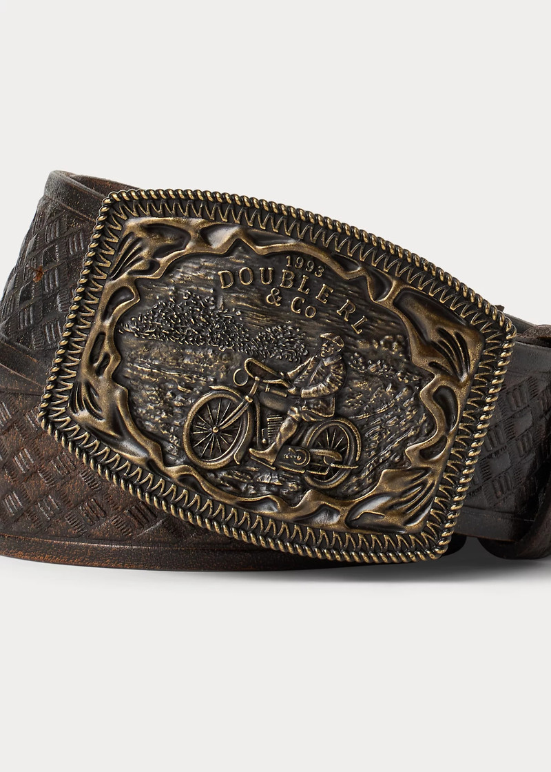 Basket-Weave-Embossed Leather Belt 4