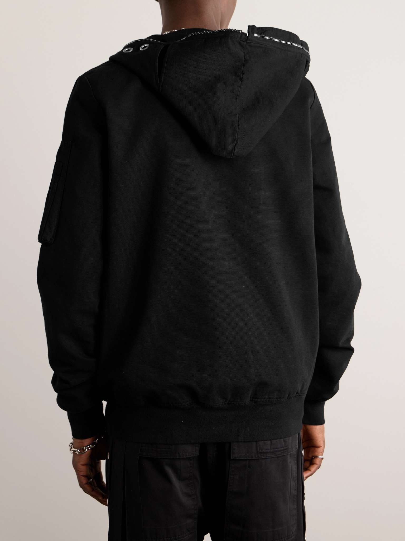 Embellished Cotton-Jersey Zip-Up Hooded Bomber Jacket - 4