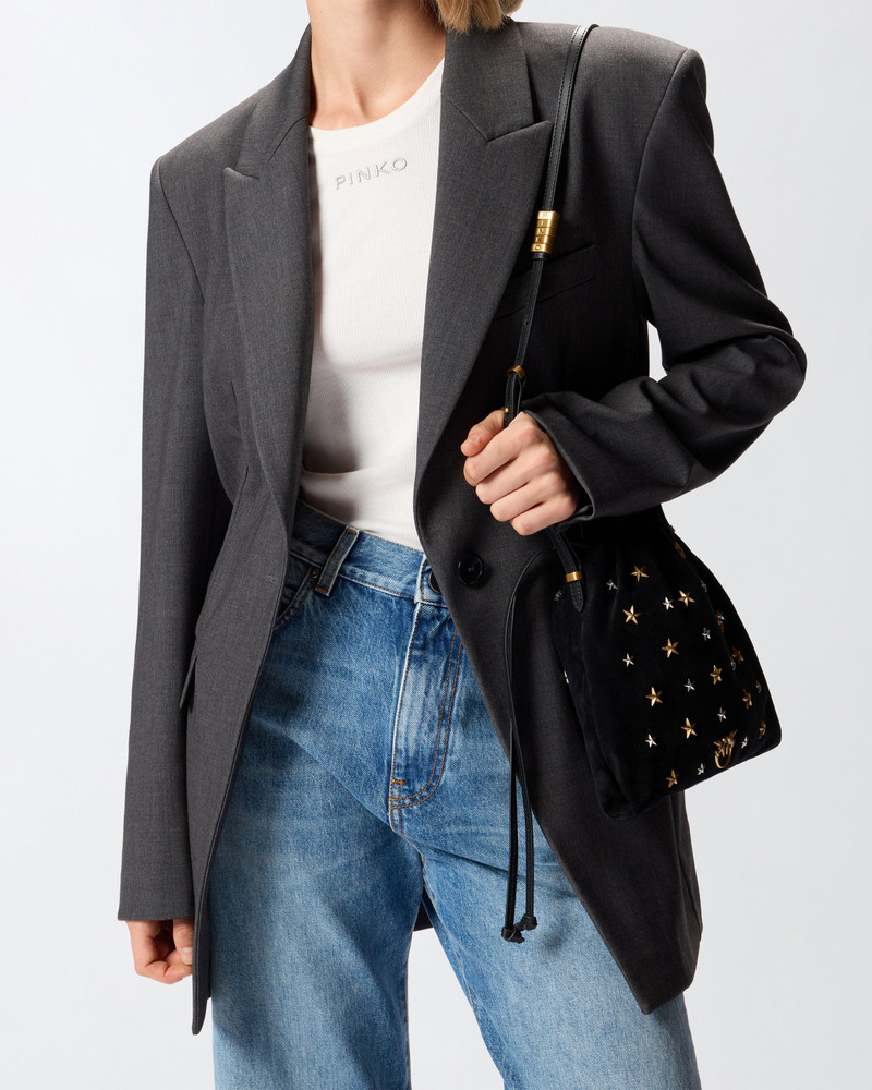SUEDE MINI SLOUCHY BAG WITH STAR STUDS 5