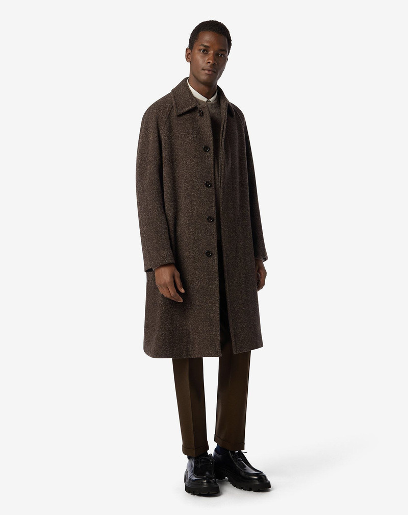 CORNELIANI Brown technical wool coat outlook