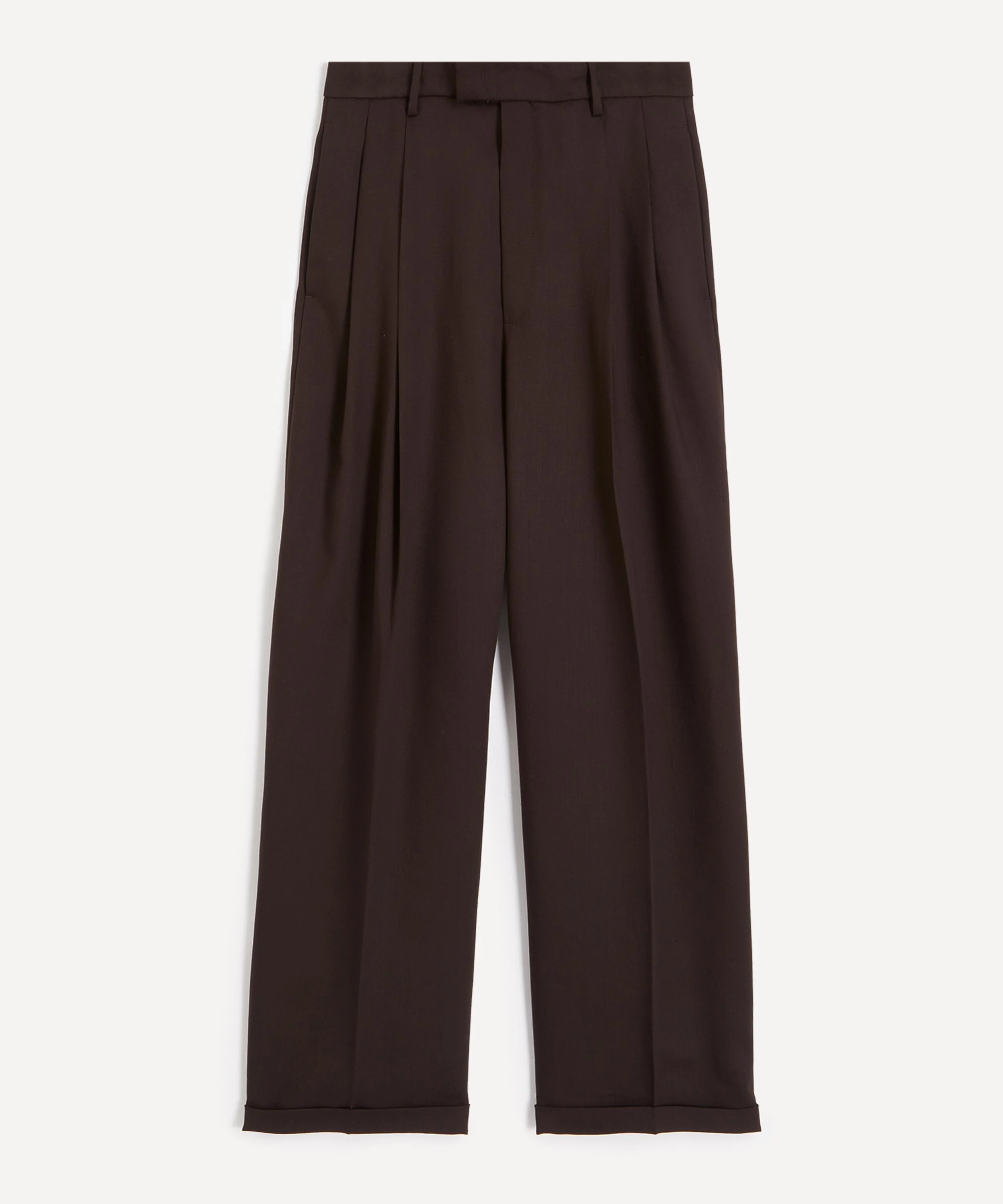 Braghier Brown Wool Wide-Fit Trousers - 1