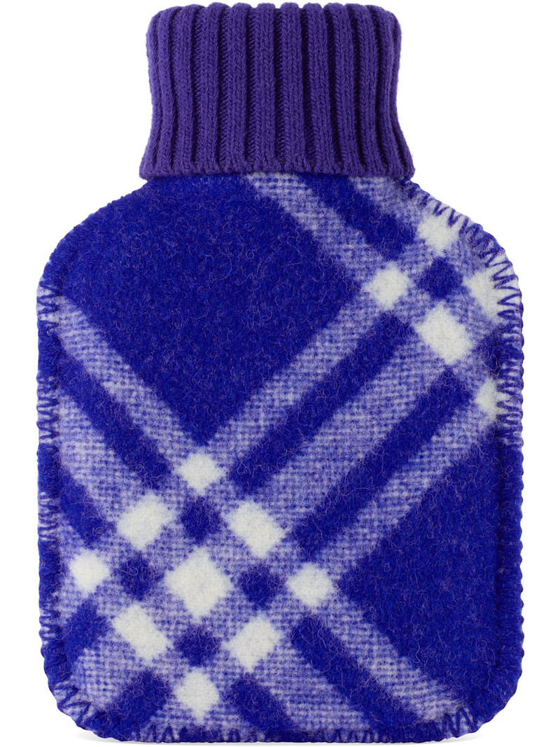 Burberry Navy Wool Check Hot Water Bottle outlook