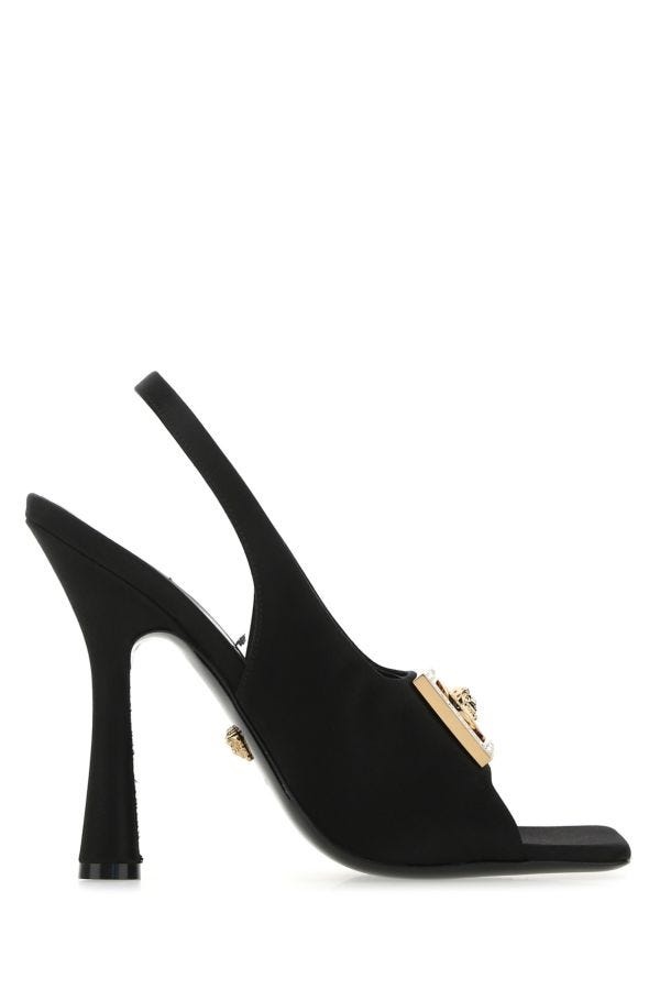 Versace Woman Black Satin Sandals - 1