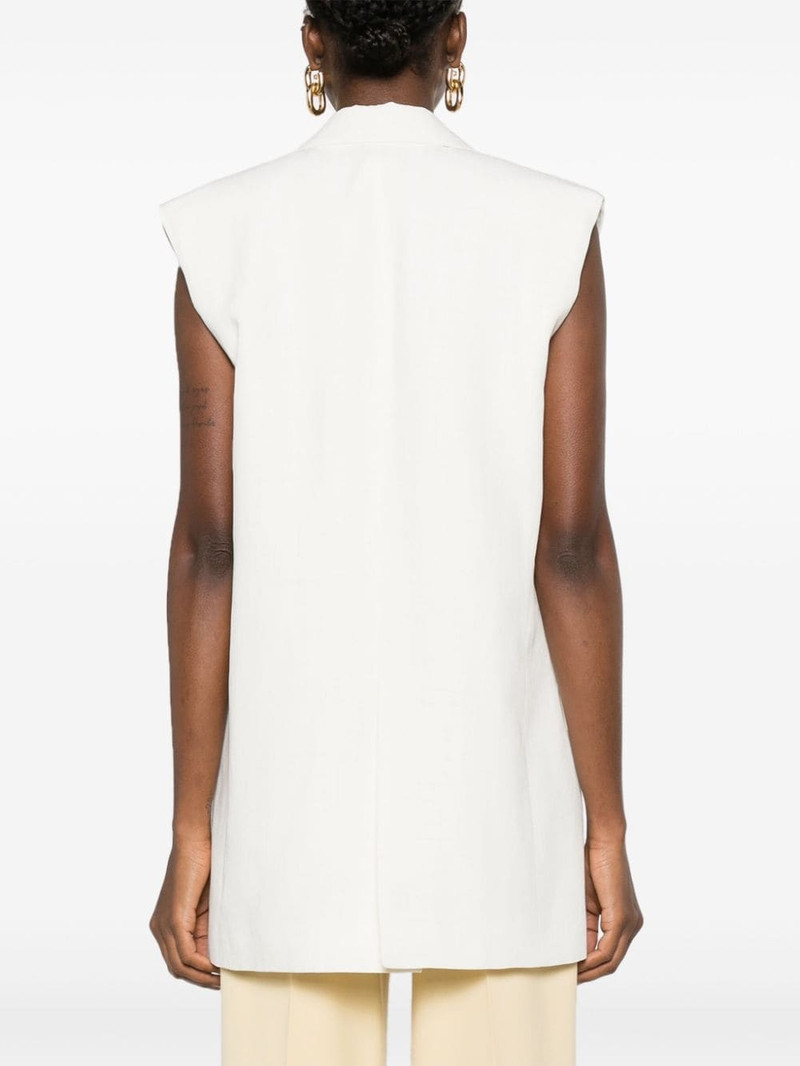 single-breasted linen-blend gilet 4