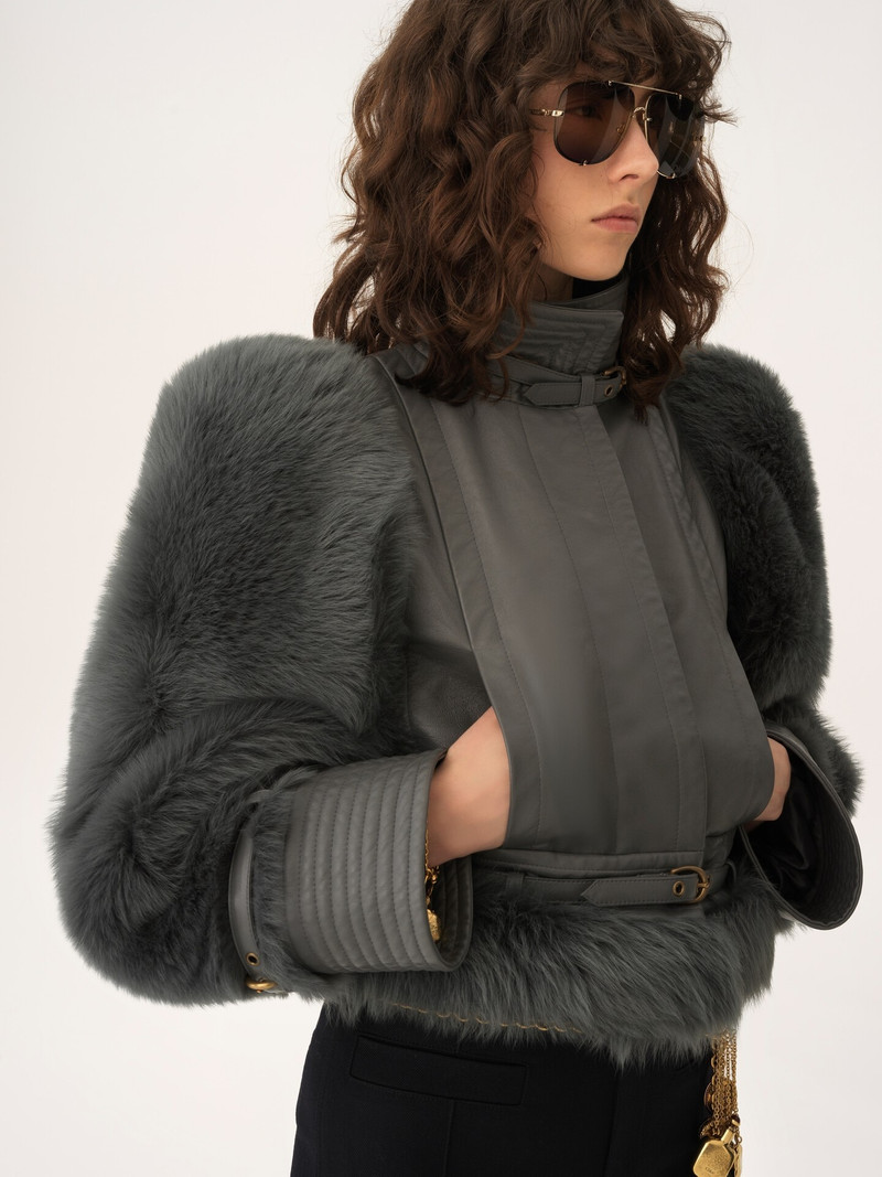 HIGH-NECK HYBRID JACKET IN LEATHER 5
