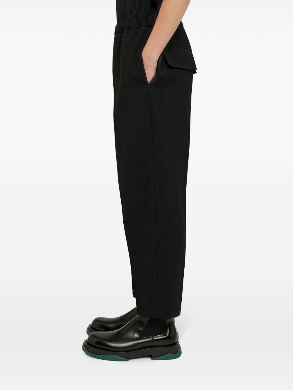 elasticated-waistband wool trousers - 3