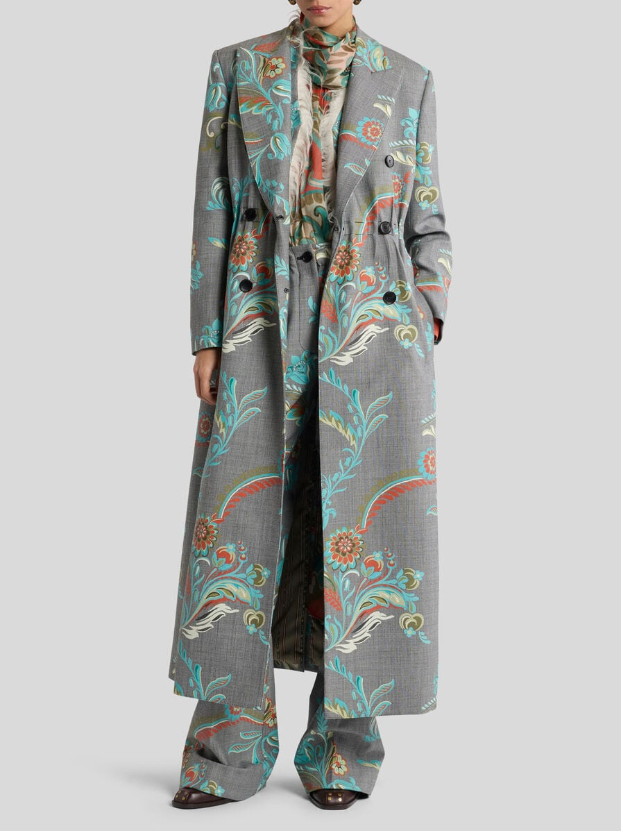 DOUBLE-BREASTED WOOL-BLEND COAT WITH DAFFODIL PRINT - 3