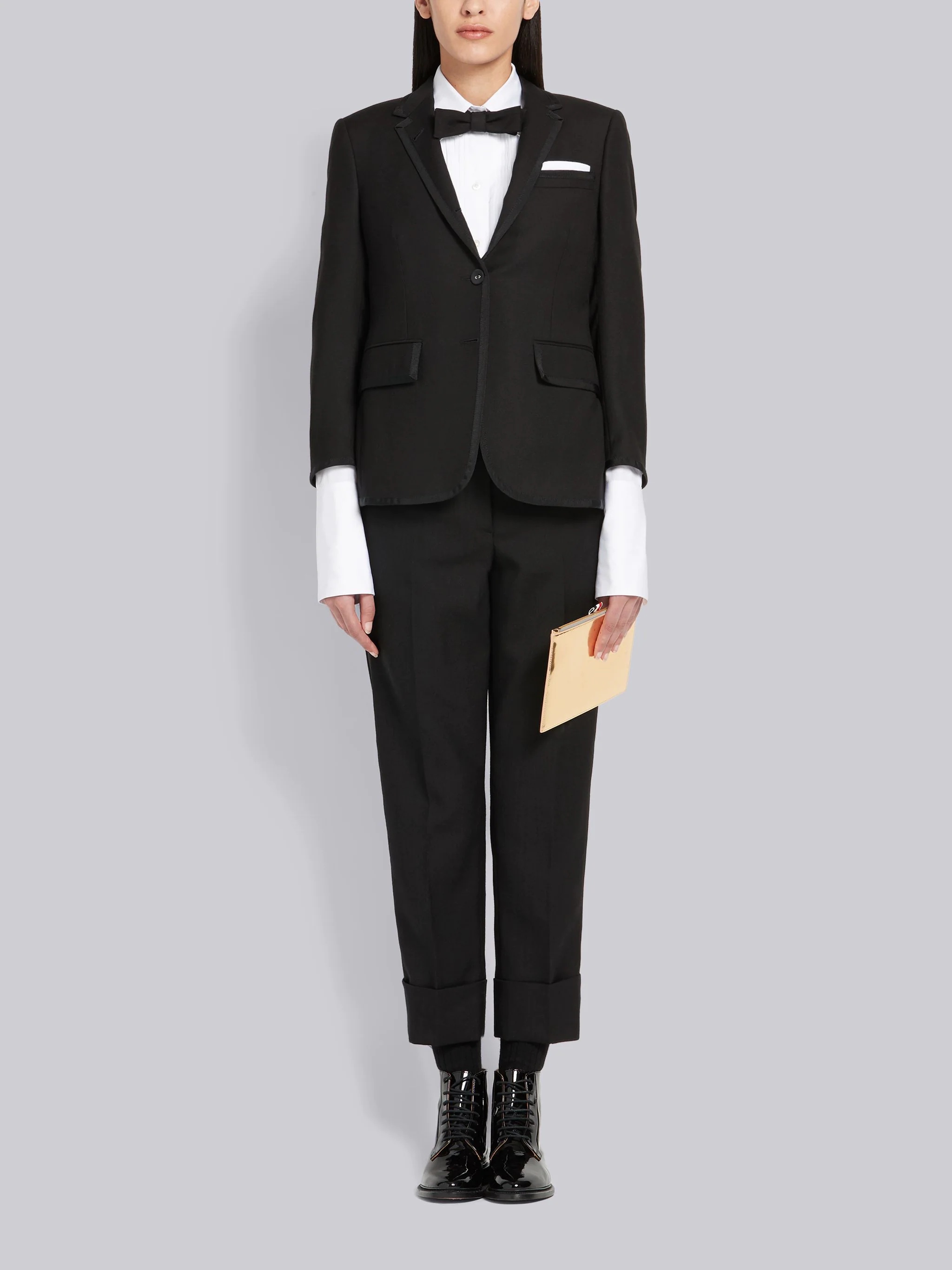 White Solid Poplin French Cuff Tuxedo Shirt - 5