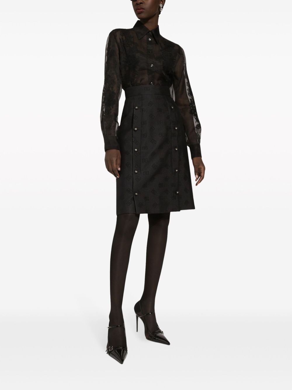 lace-appliquÃ© silk-blend shirt - 2