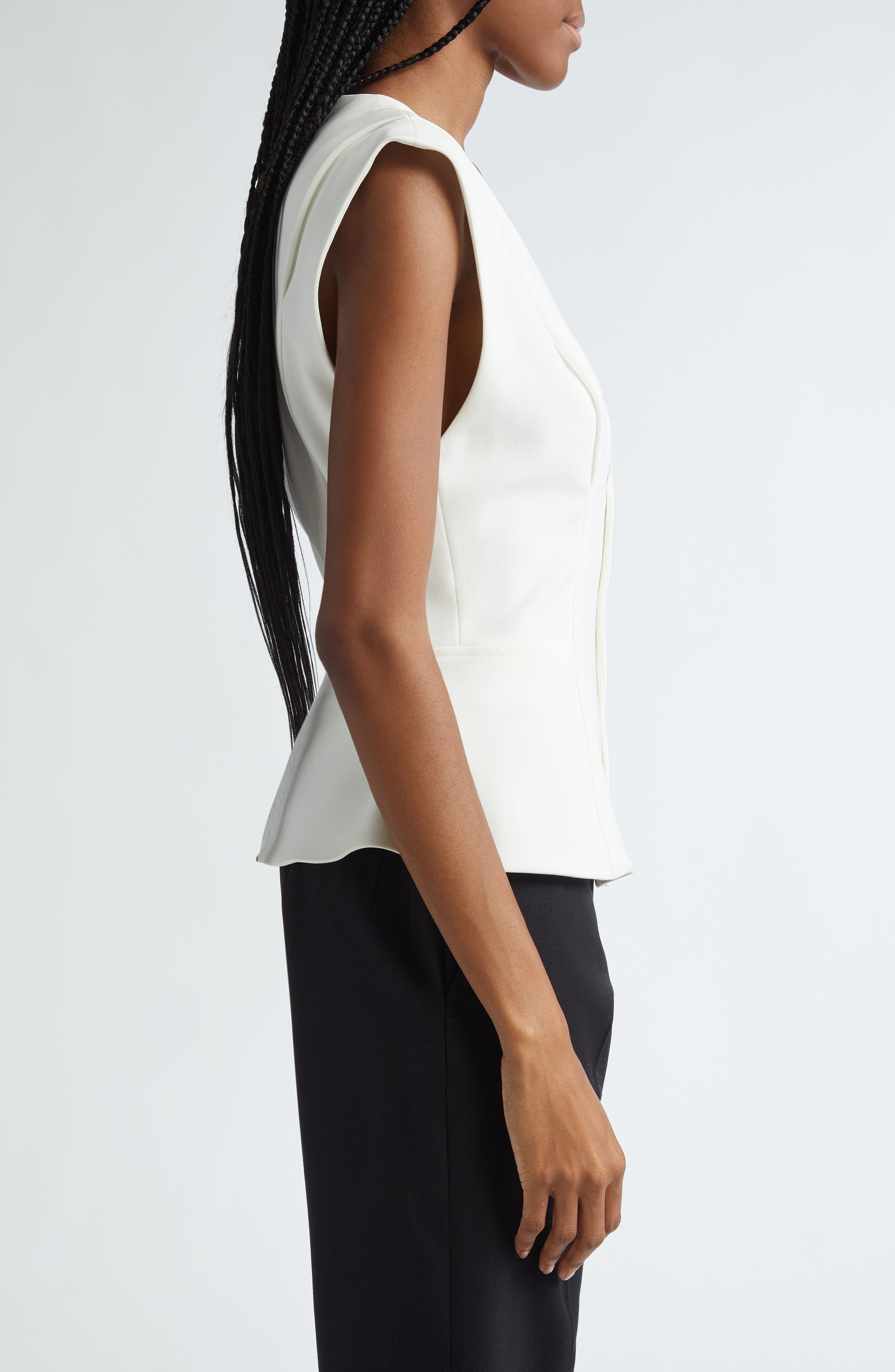 Proenza Schouler Janet Cap Sleeve Peplum Top in White at Nordstrom - 4