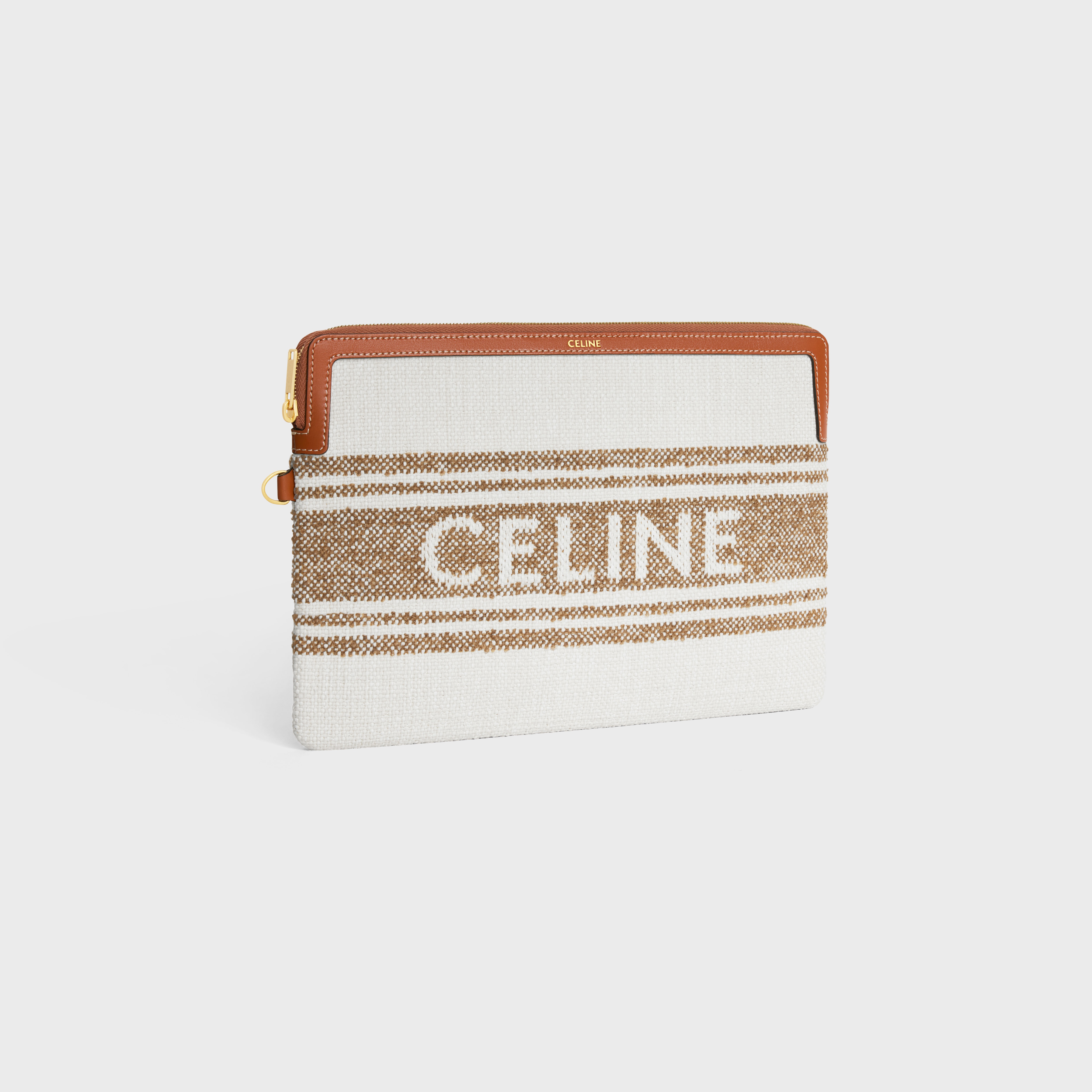 SMALL POUCH WITH STRAP in STRIPED TEXTILE WITH CELINE JACQUARD - 3