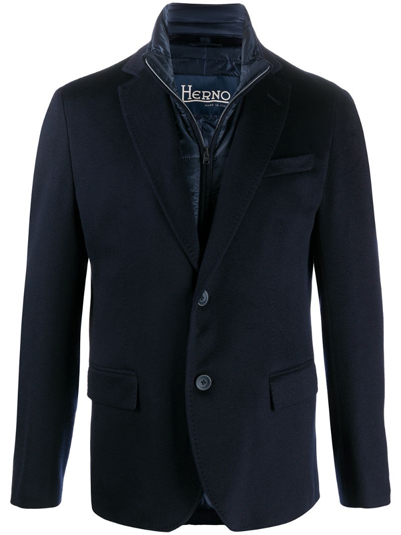 padded-detail single-breasted blazer - 1
