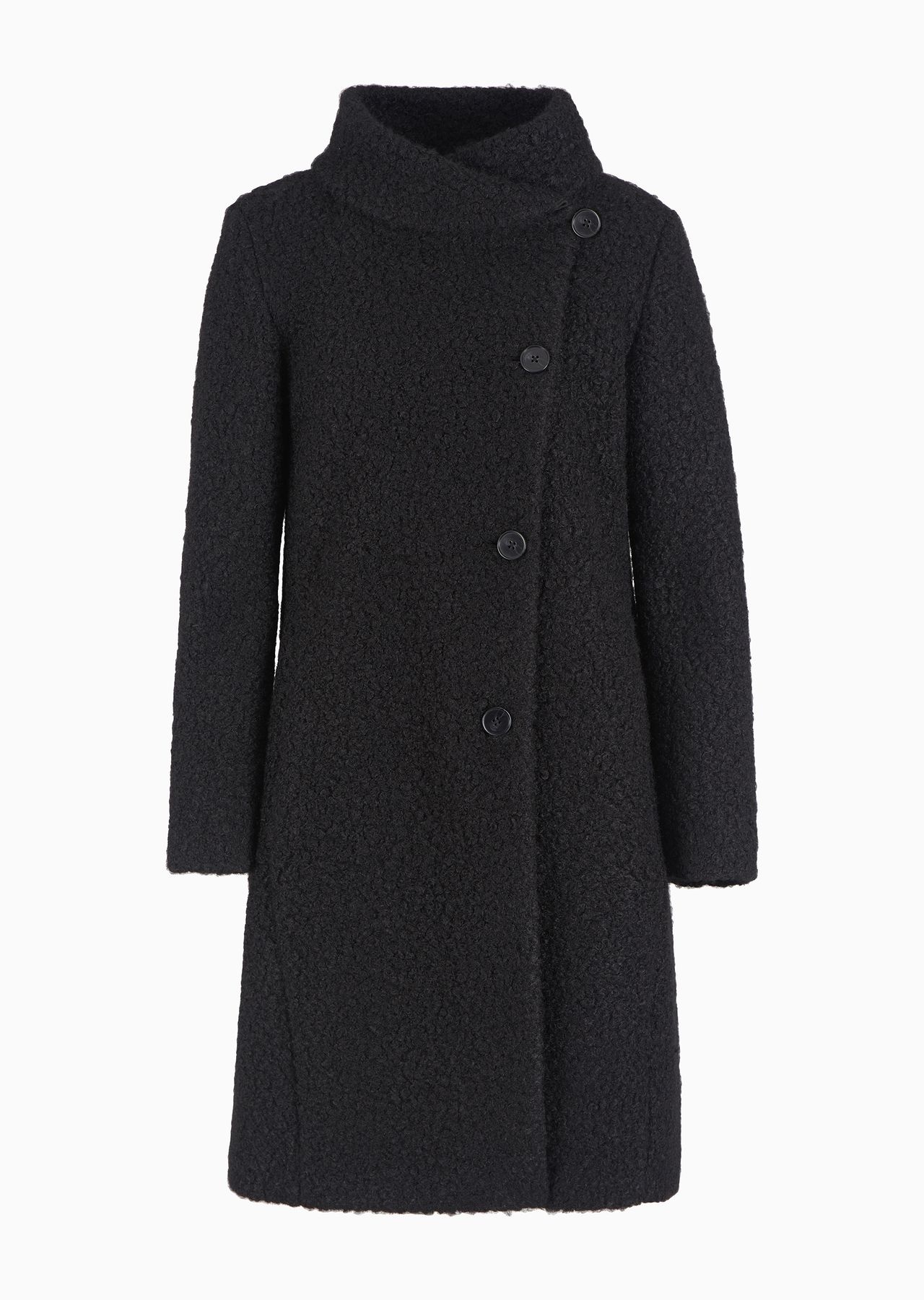 Bouclé cloth coat with off-centre closure - 1