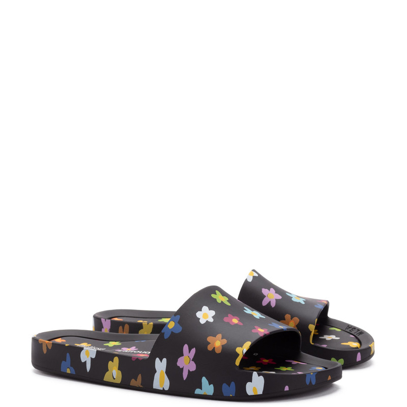 Larroudé Melissa x Larroudé Pool Slide in Rainbow Floral Rubber outlook