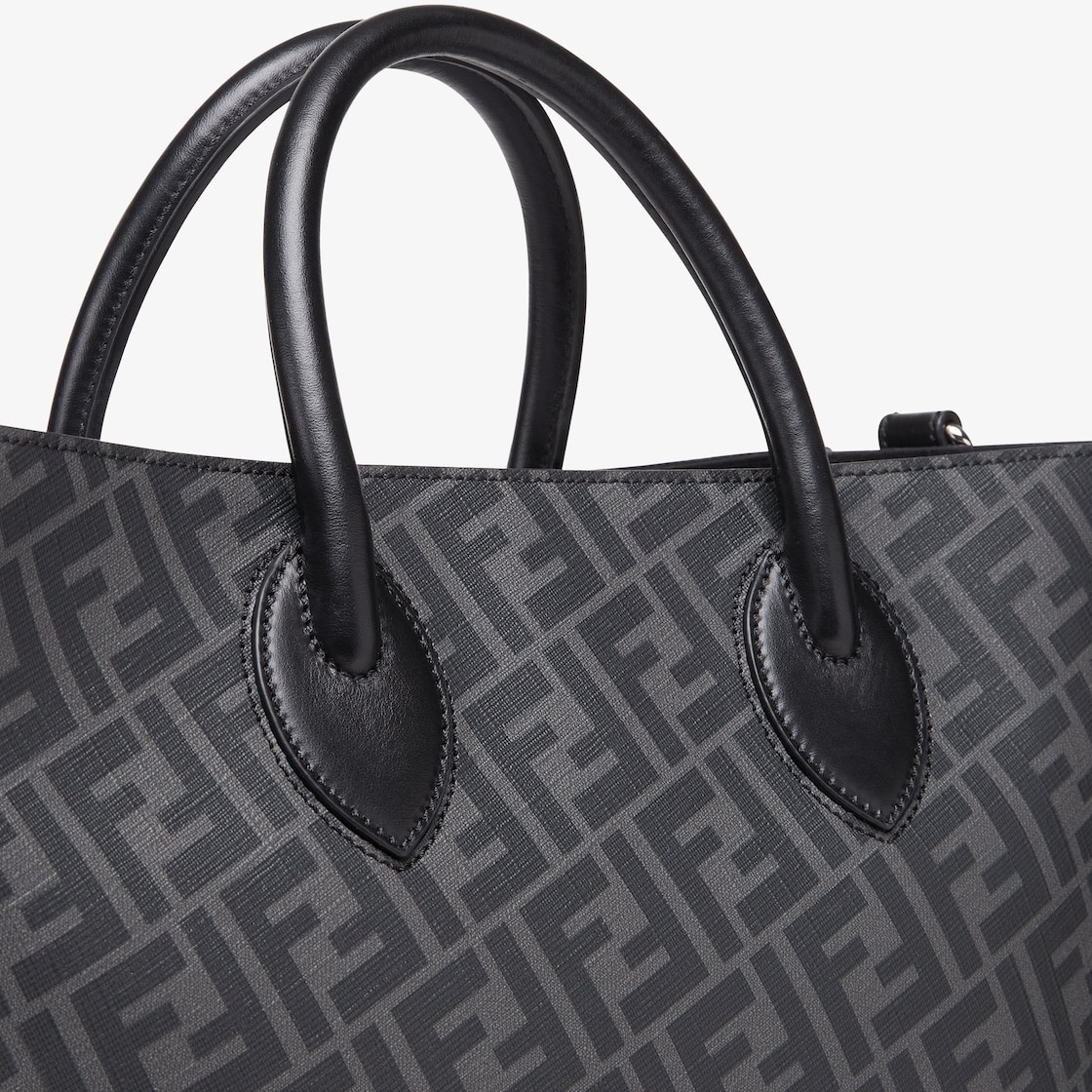 Black leather and FF fabric bag - 5