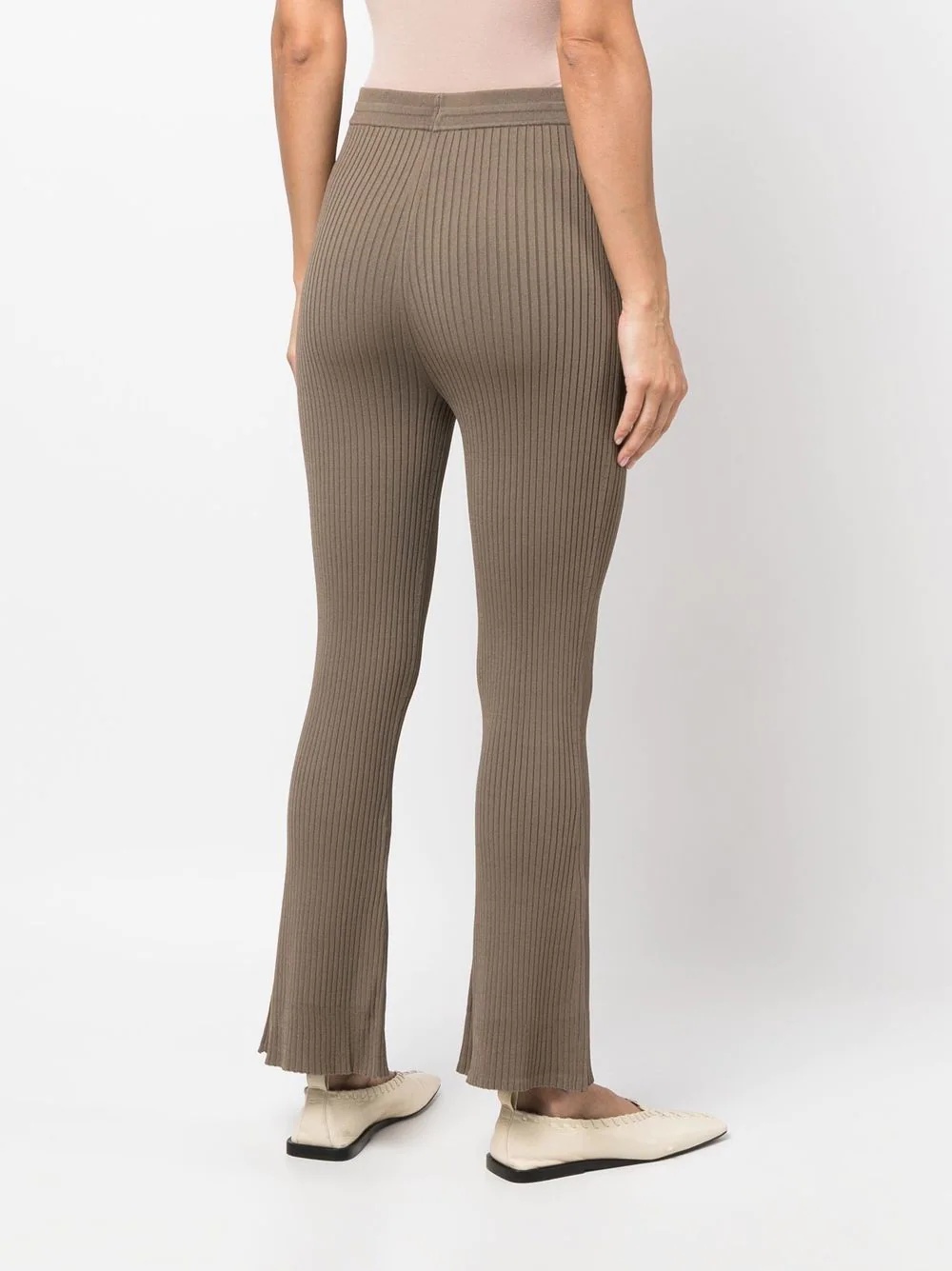 ribbed knitted cropped trousers - 4