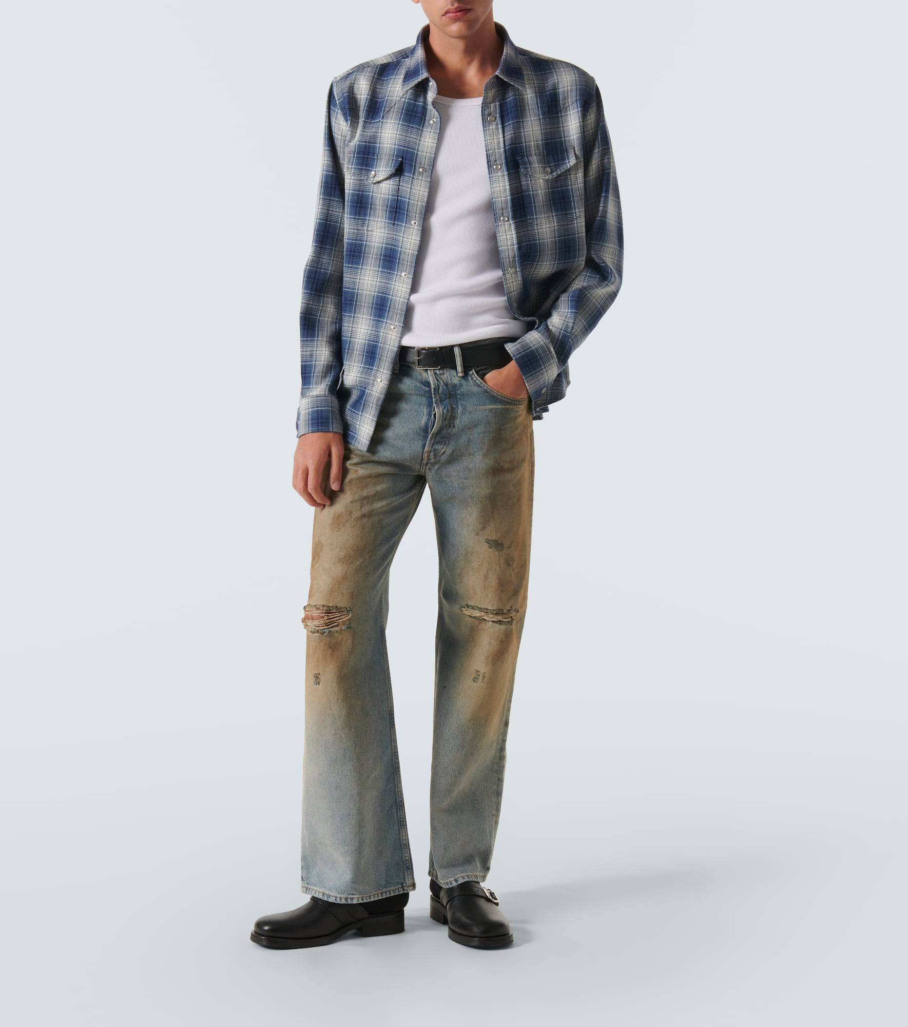 2021M distressed wide-leg jeans - 2