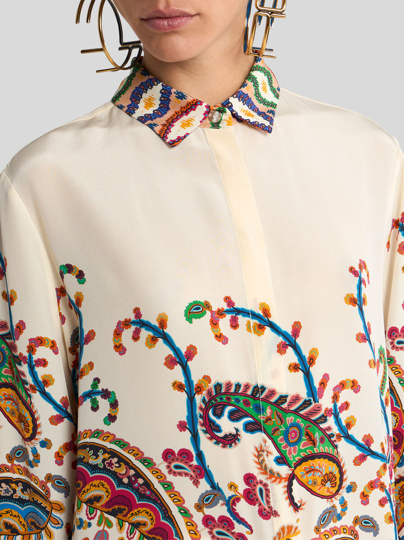 Etro LONG SILK SHIRT WITH PLACED FLORAL PAISLEY PRINT outlook