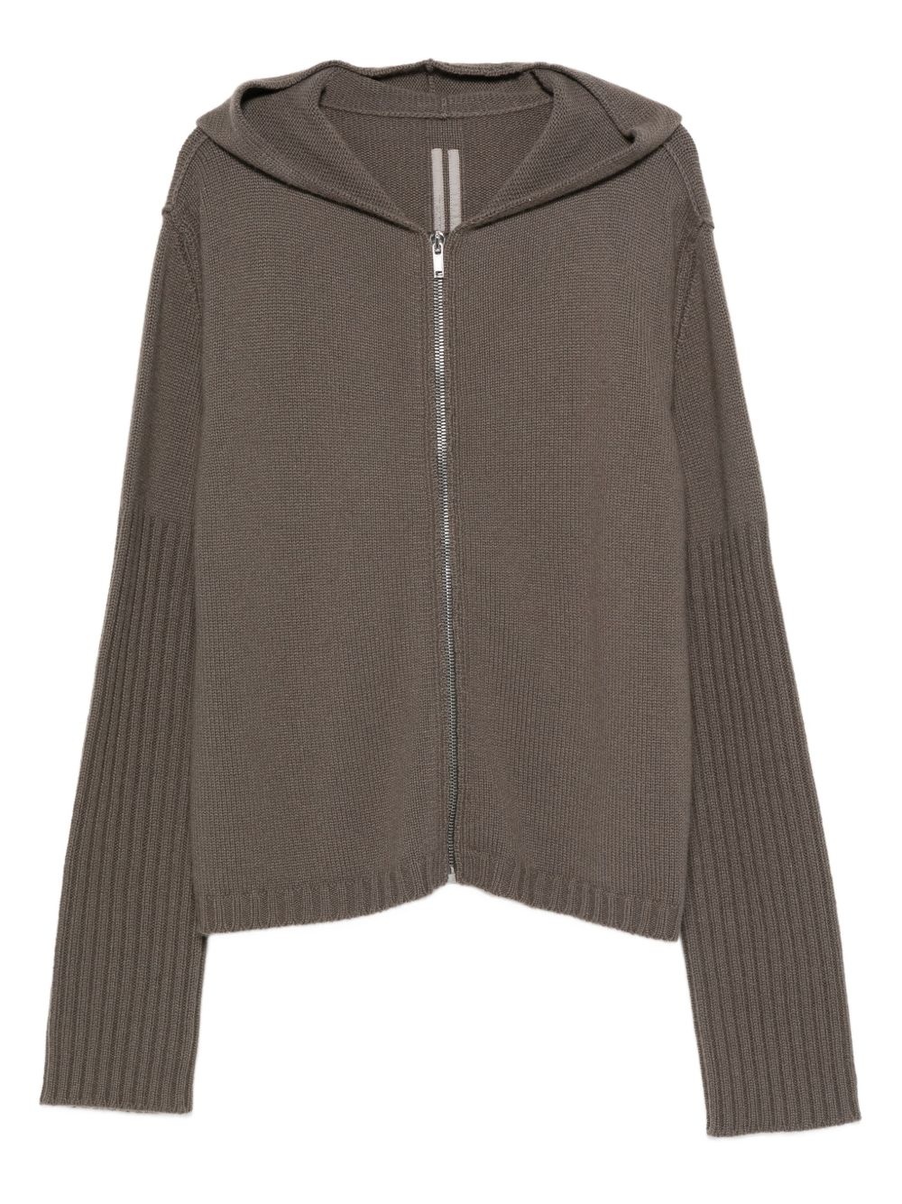 hooded ribbed-cuff cardigan - 1