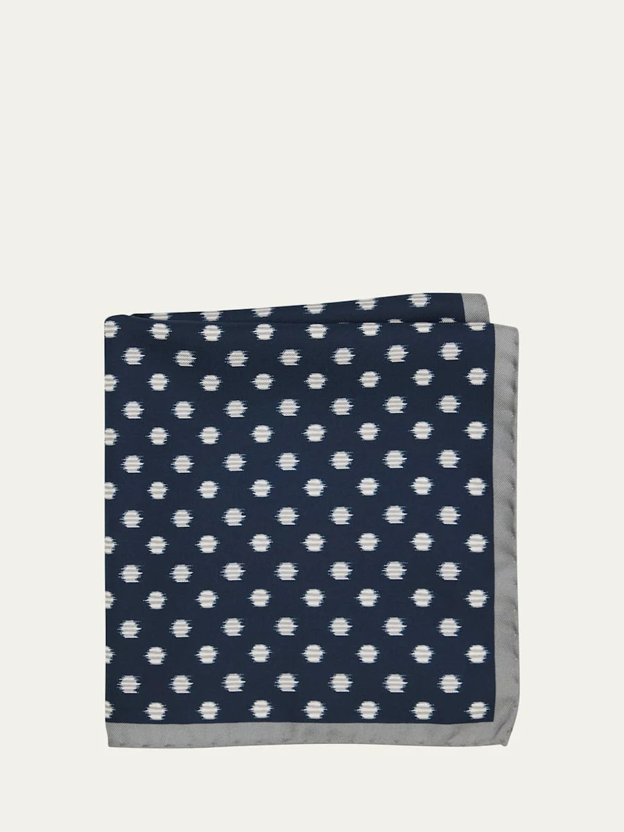 Men's Abstract Polka Dot Silk Handkerchief - 1
