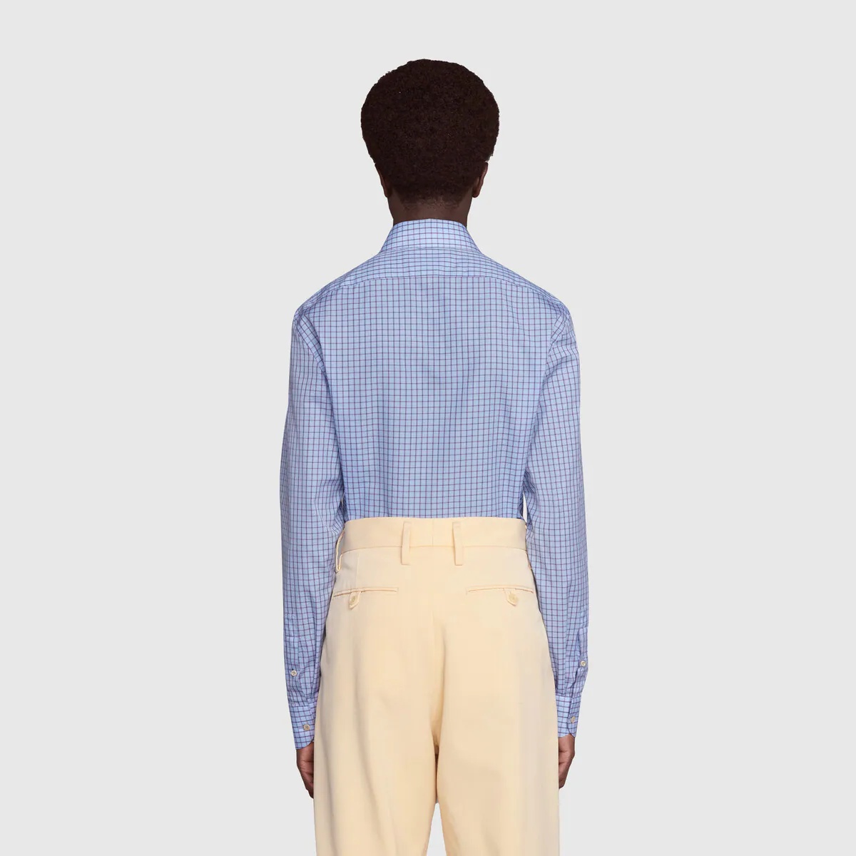 Mini check cotton tailored shirt with GG - 4