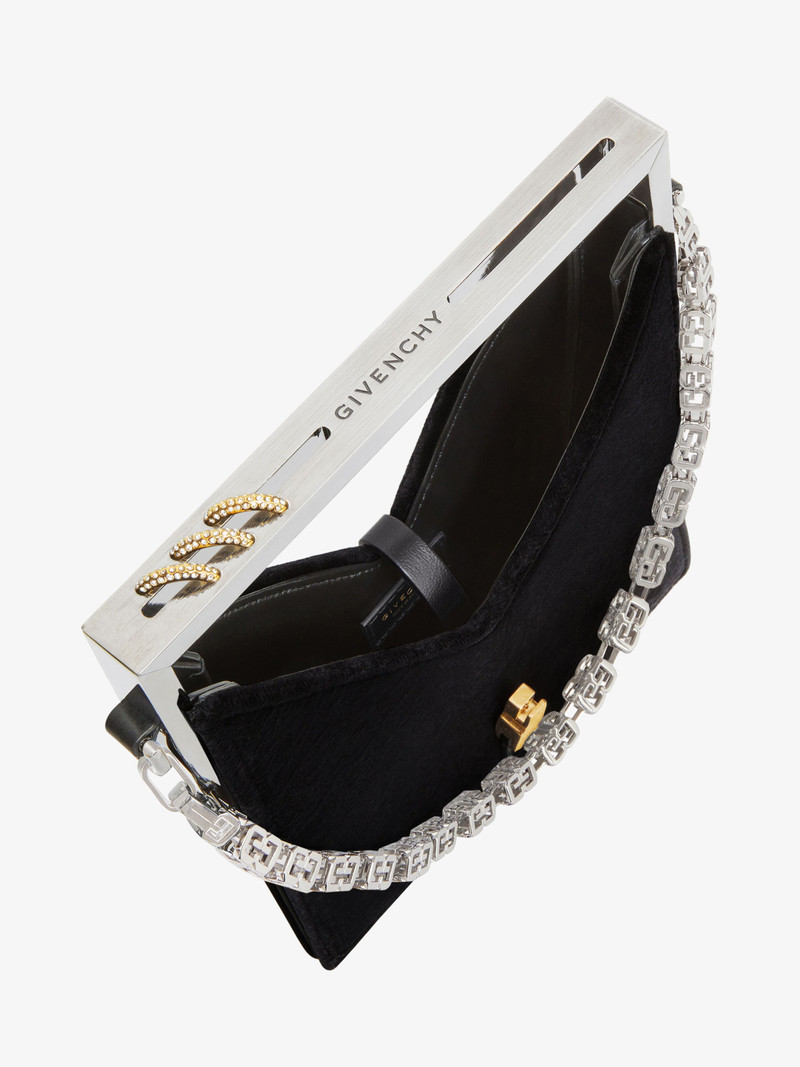 MICRO CUT OUT BAG IN VELVET AND STRASS WITH FRAME 5