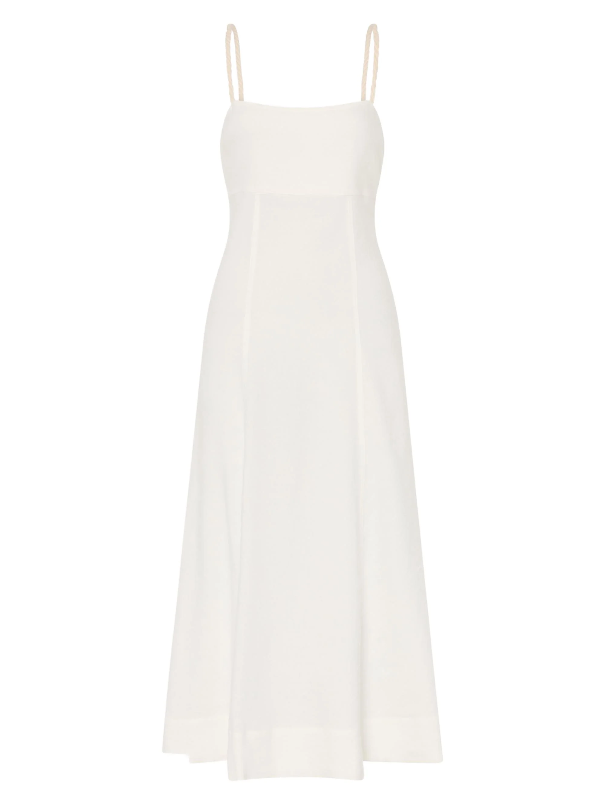 Women's Linen A-Line Midi-Dress - White - 1