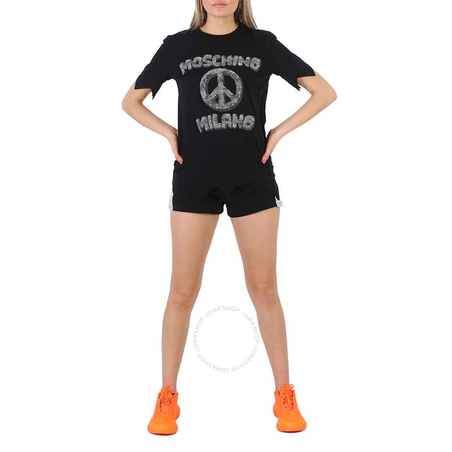 Moschino X The Flintstone Black Organic Cotton Logo Print T-Shirt - 5