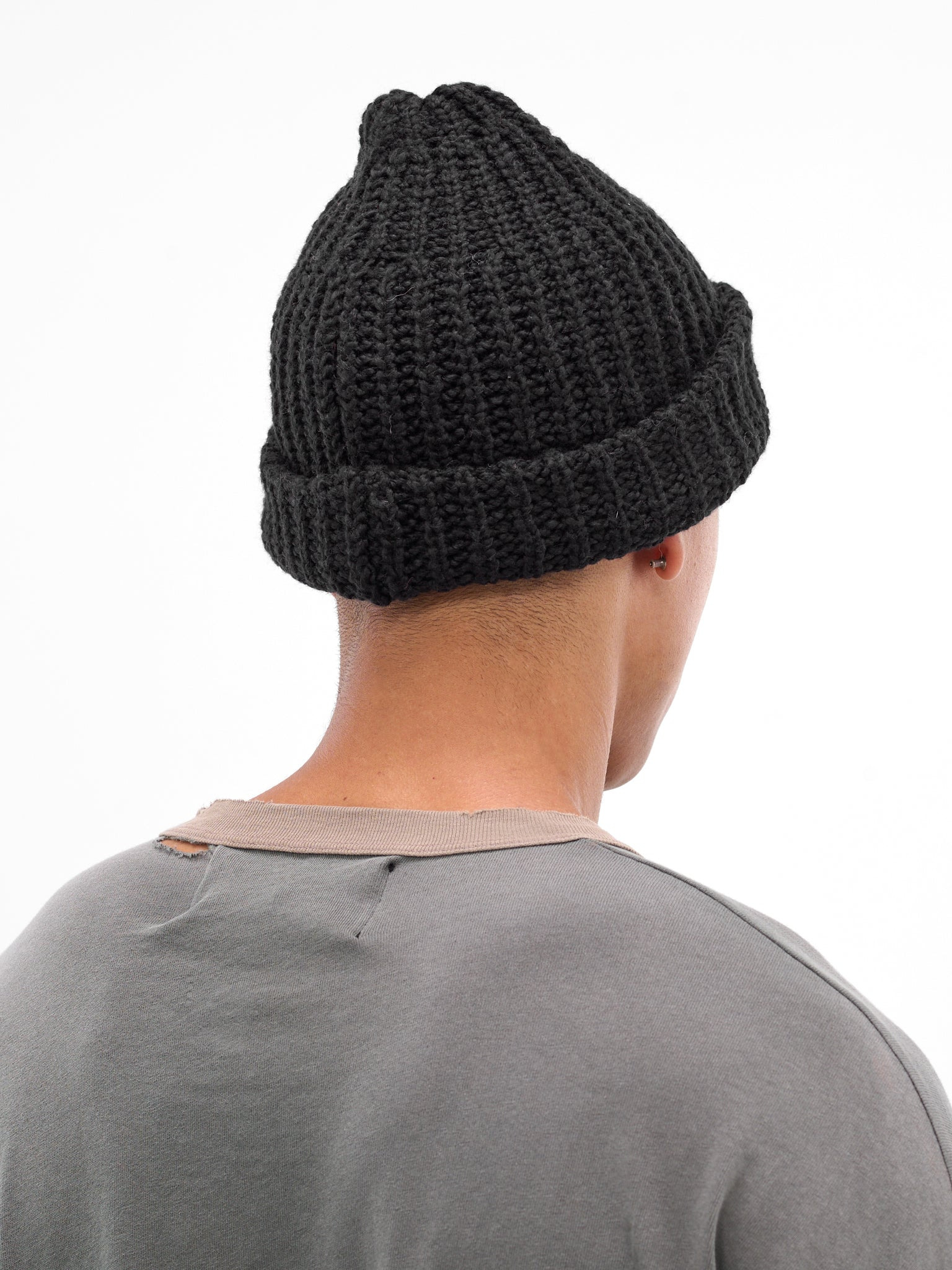 Black Hand-Knit Beanie - 3