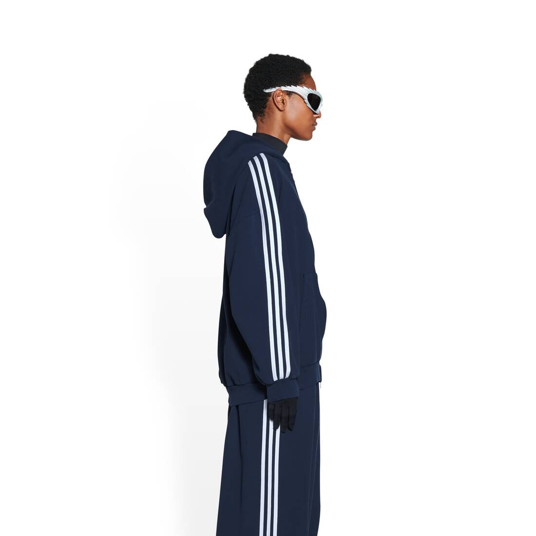 Balenciaga / Adidas Zip-up Hoodie Small Fit in Navy Blue - 5