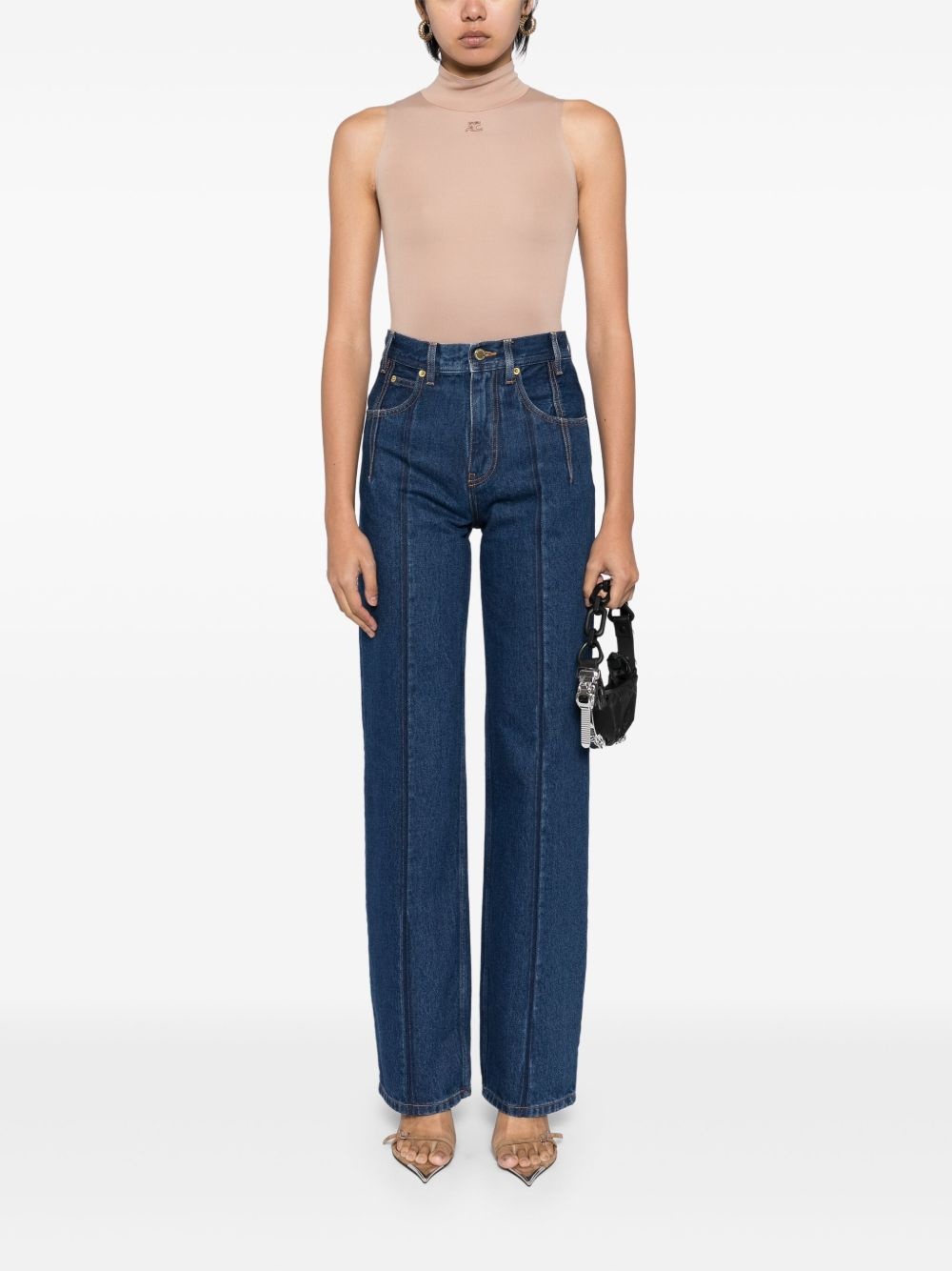 creased straight jeans - 2