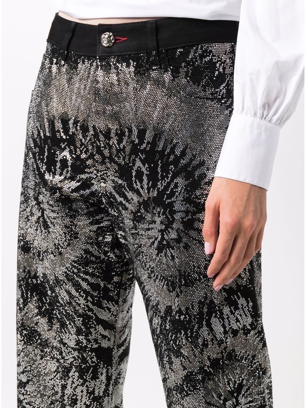 embellished wide-leg jeans - 5