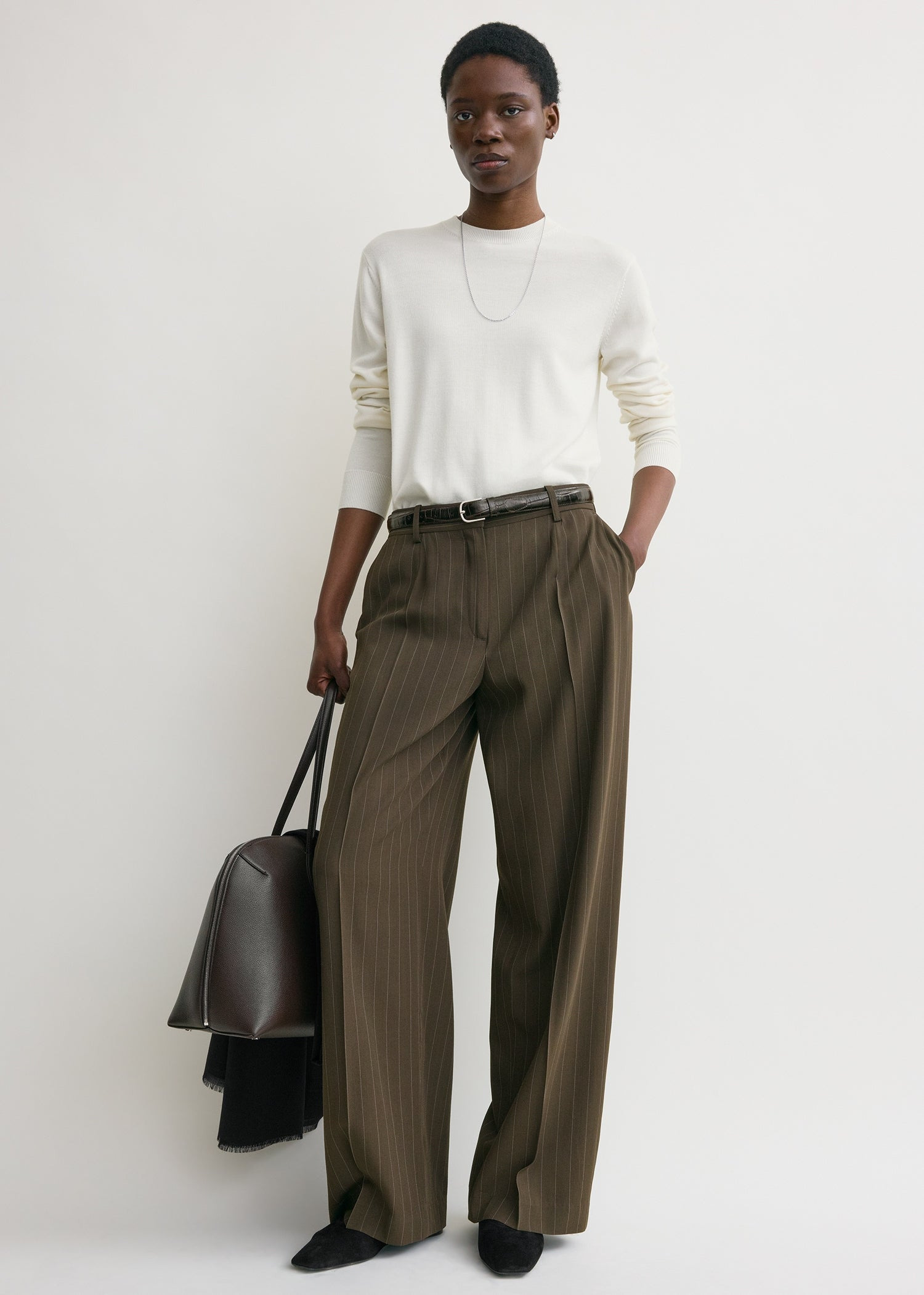 Wide pinstriped trousers pepper - 3