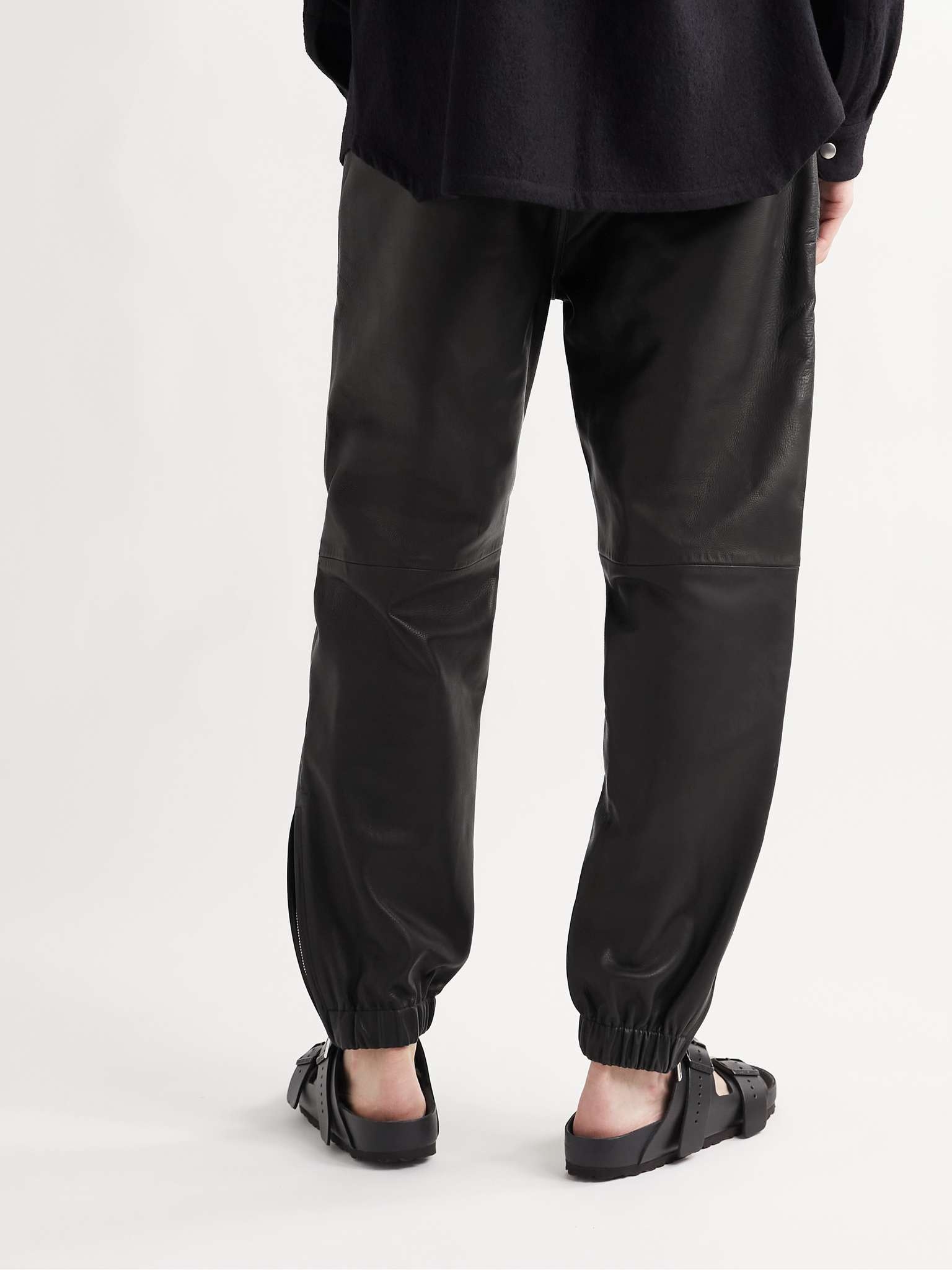 Tapered Leather Drawstring Track Pants - 4